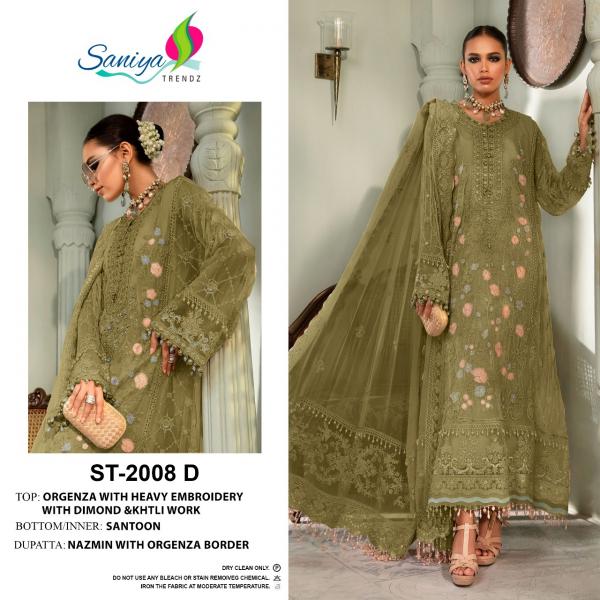 Saniya St 2008 Embroidered organza Designer Pakistani Suit Collection